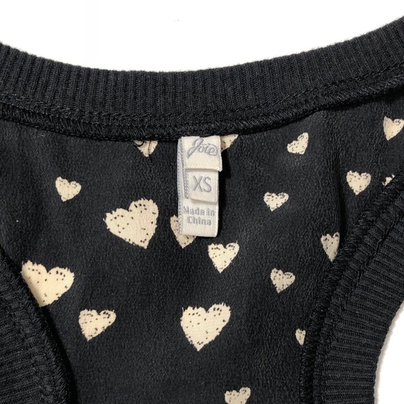 Joie Alicia Silk Racer-back Tank Top Black Heart Print - Picture 6 of 11